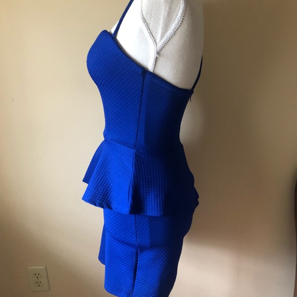Charlotte Russe Royal Blue Mini Peplum Bodycon Dress Size Small - Picture 6 of 10